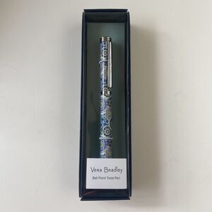 Vera Bradley Ball Point Twist Pen “Lisbon Medallion Cool” Refillable Metal Black
